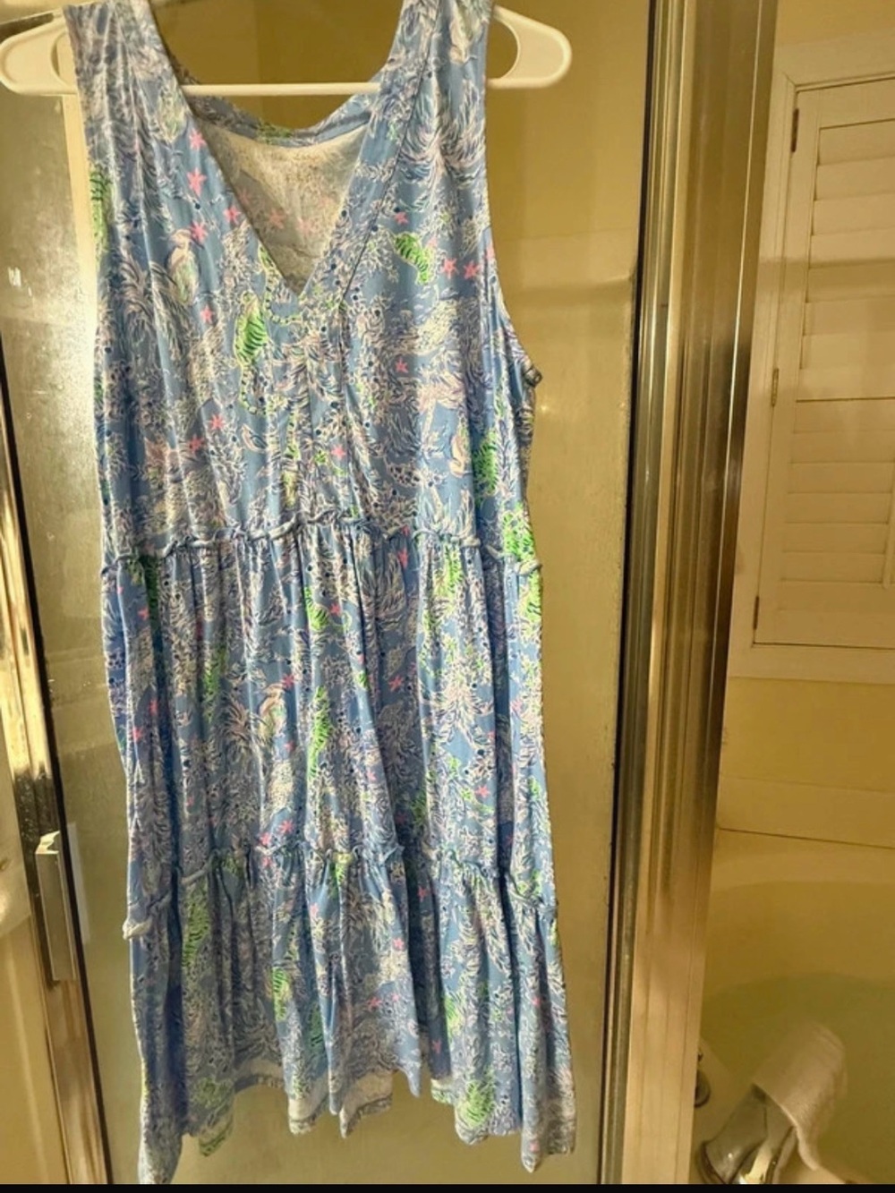 Lilly Pulitzer Blue Floral Tiered Dress – Size L
